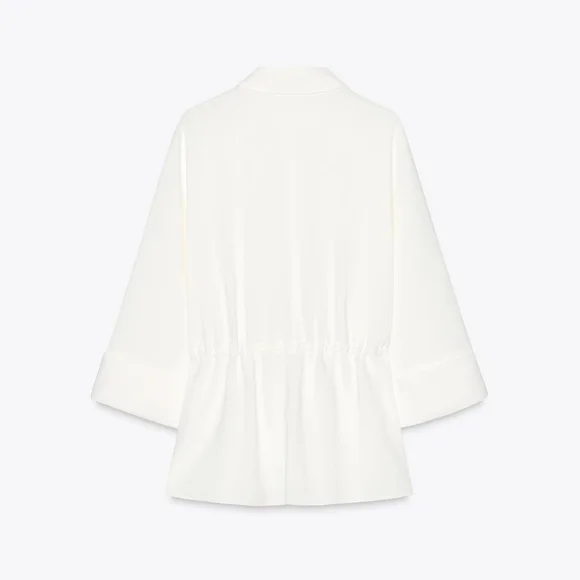 ZARA 2 PIECES SET GATHERED KIMONO SHIRT AND CREPE WIDE LEG PANTS SIZE XS/S - Picture 12 of 15